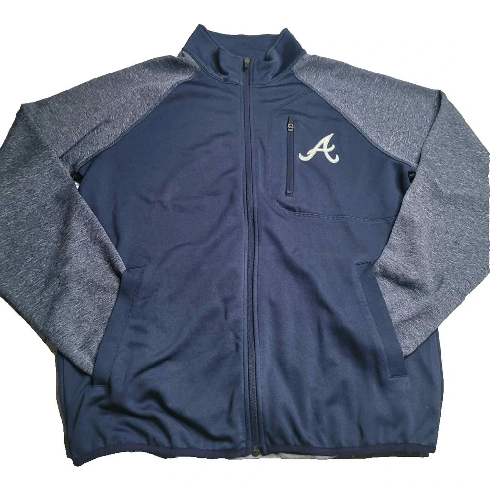 Atlanta Braves GIII Sports by Carl Banks Full Zip Jacket MLB Men's Medium Navy